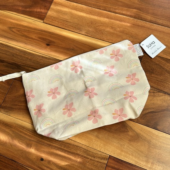 Soha living Hawaiian Hibiscus and rainbow cosmetic bag Large NWT Makeup Misc - Picture 7 of 7
